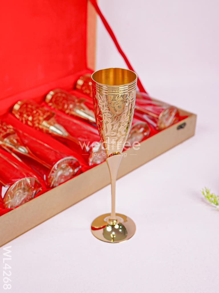 24kt Gold Brass Wine Glass - Set of 6 - WL4268