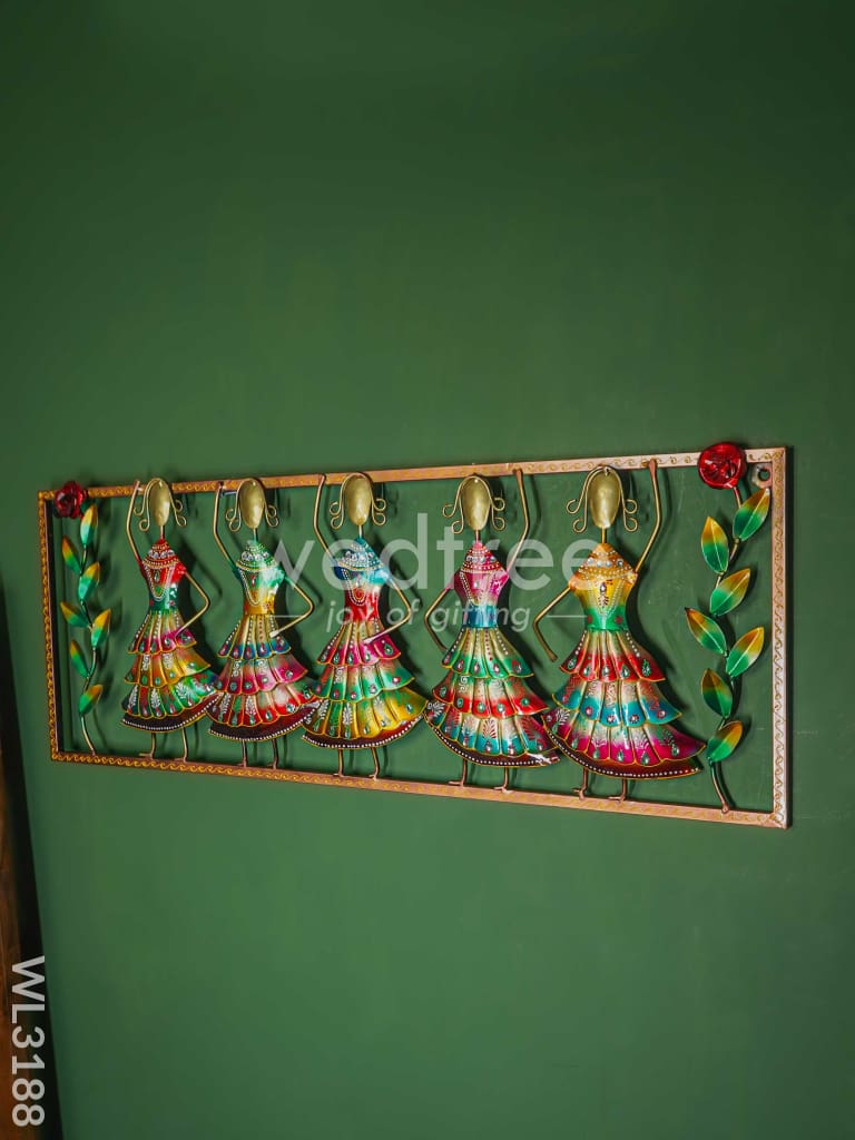 5 Dancing Dolls Wall Hanging Frame with Flowers - WL3188