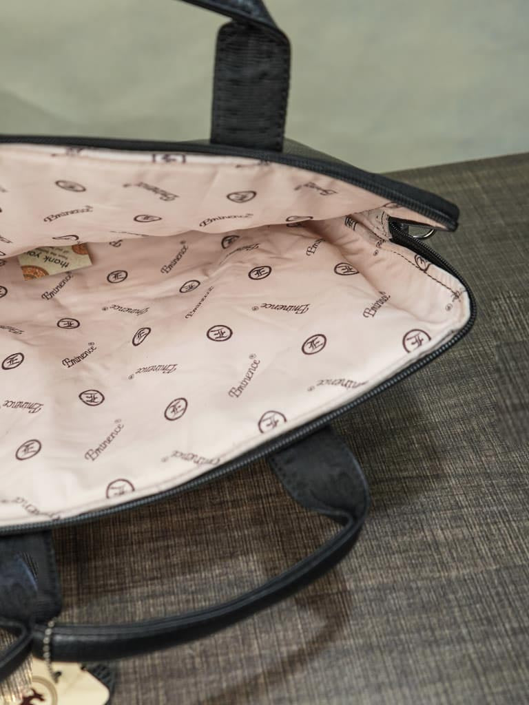 Laptop Bag in Leather with Sleck Pattern - Black - BCG0014