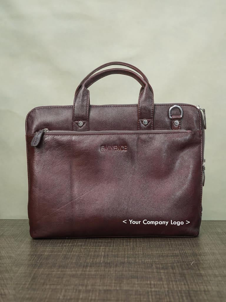 Nickle Chain Laptop Bag - Dark Brown - BCG0022