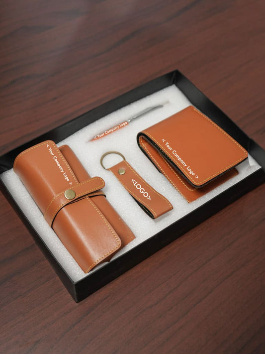 Corporate Gift - Bi fold Lather Wallet Combo -TAN - BCG0040
