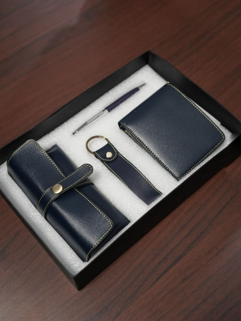 Corporate Gift - Bi fold Lather Wallet Combo - Blue - BCG0043