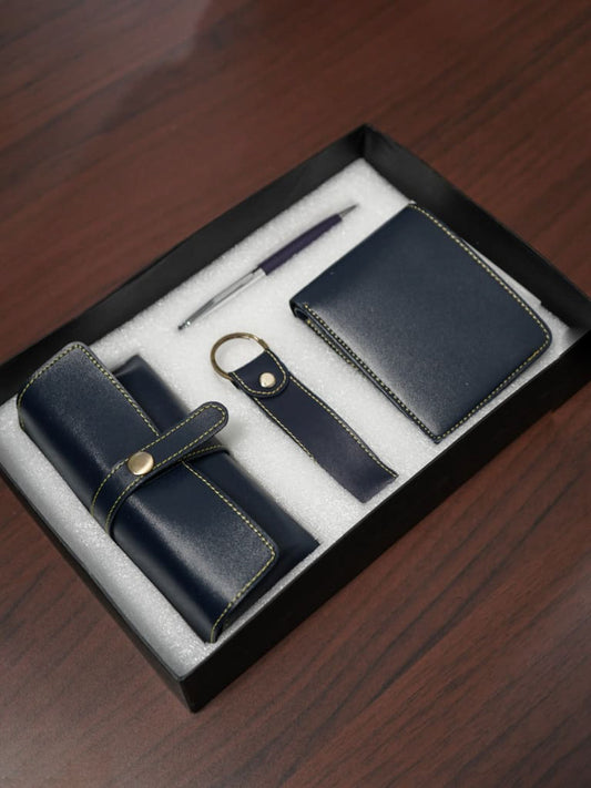 Corporate Gift - Bi fold Lather Wallet Combo - Blue - BCG0043