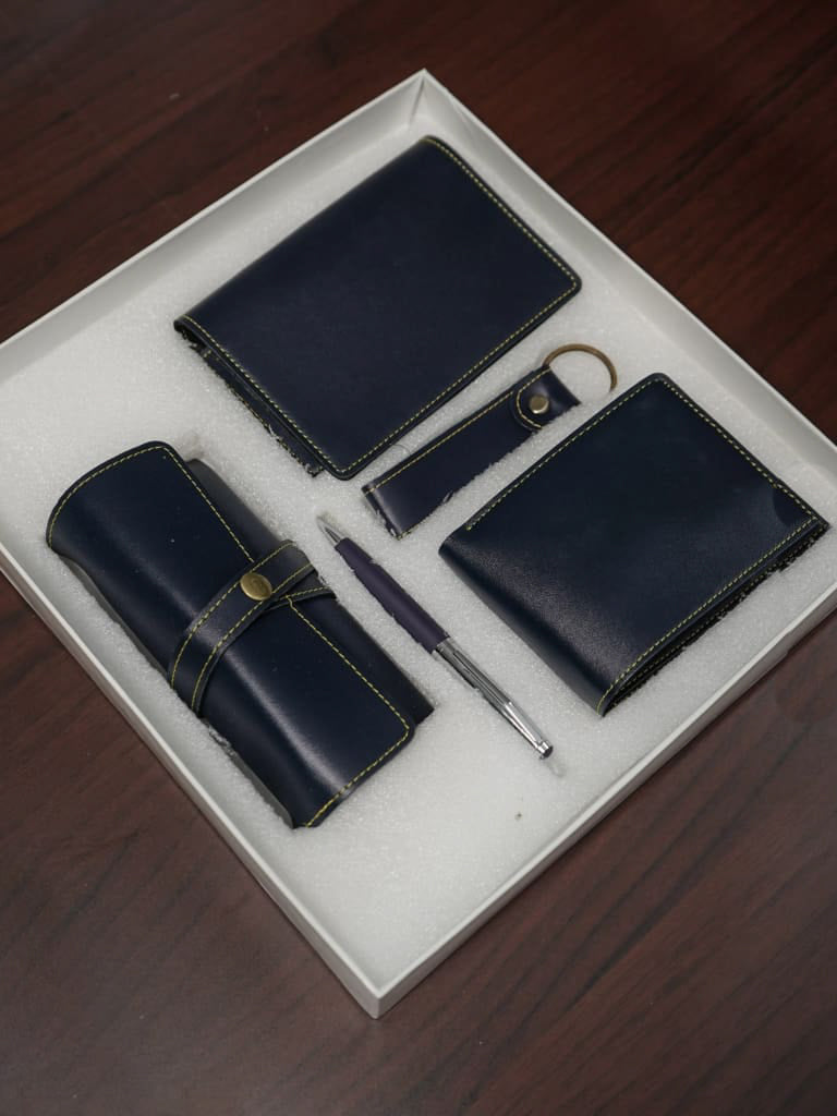 Corporate Gift - Bi fold Lather Wallet Combo -Blue - BCG0046