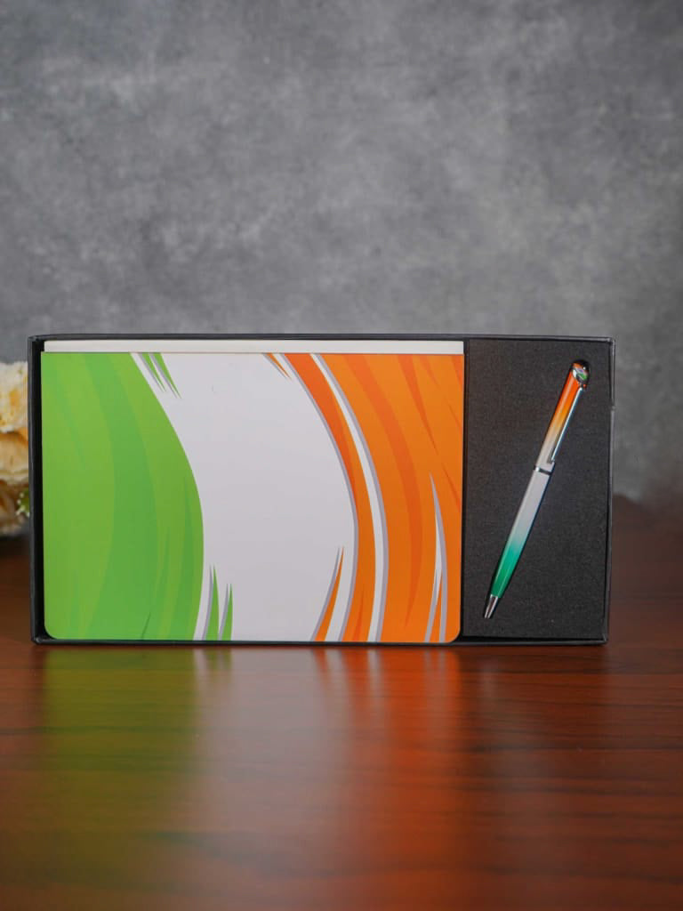 Corporate Gifts - Indian Flag Coloured Diary & pen - BCG0060