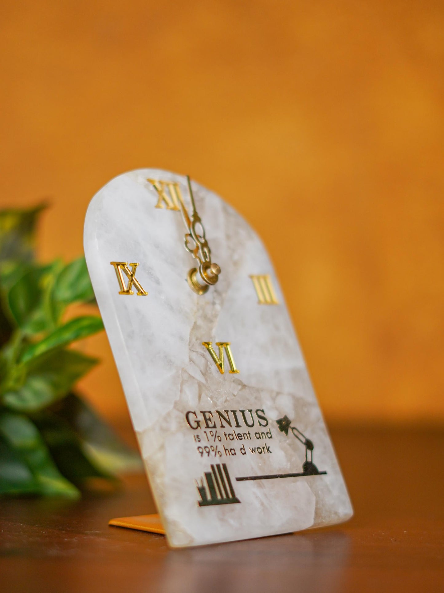 Gemstone Table Clock - White - BCG0174