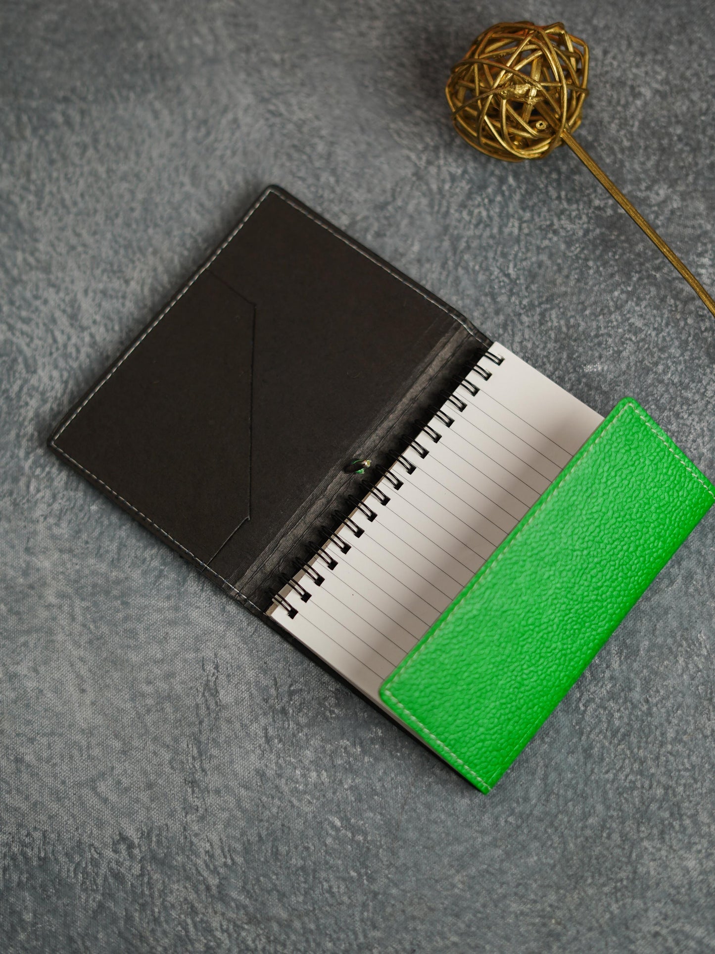 Recycled Cotton Foldable Spiral Notebook - Green - BCG0199