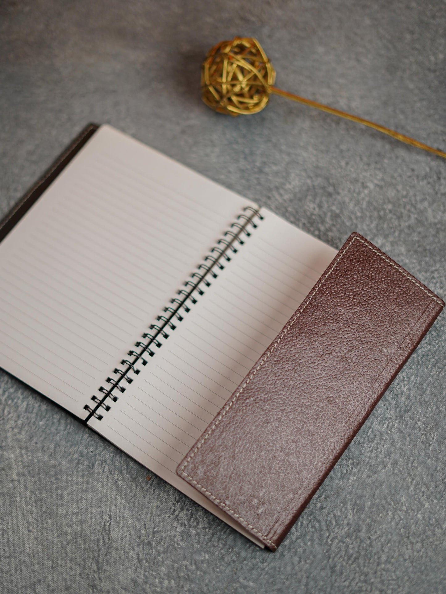 Recycled Cotton Foldable Spiral Notebook with Flap - Brown - BCG0203