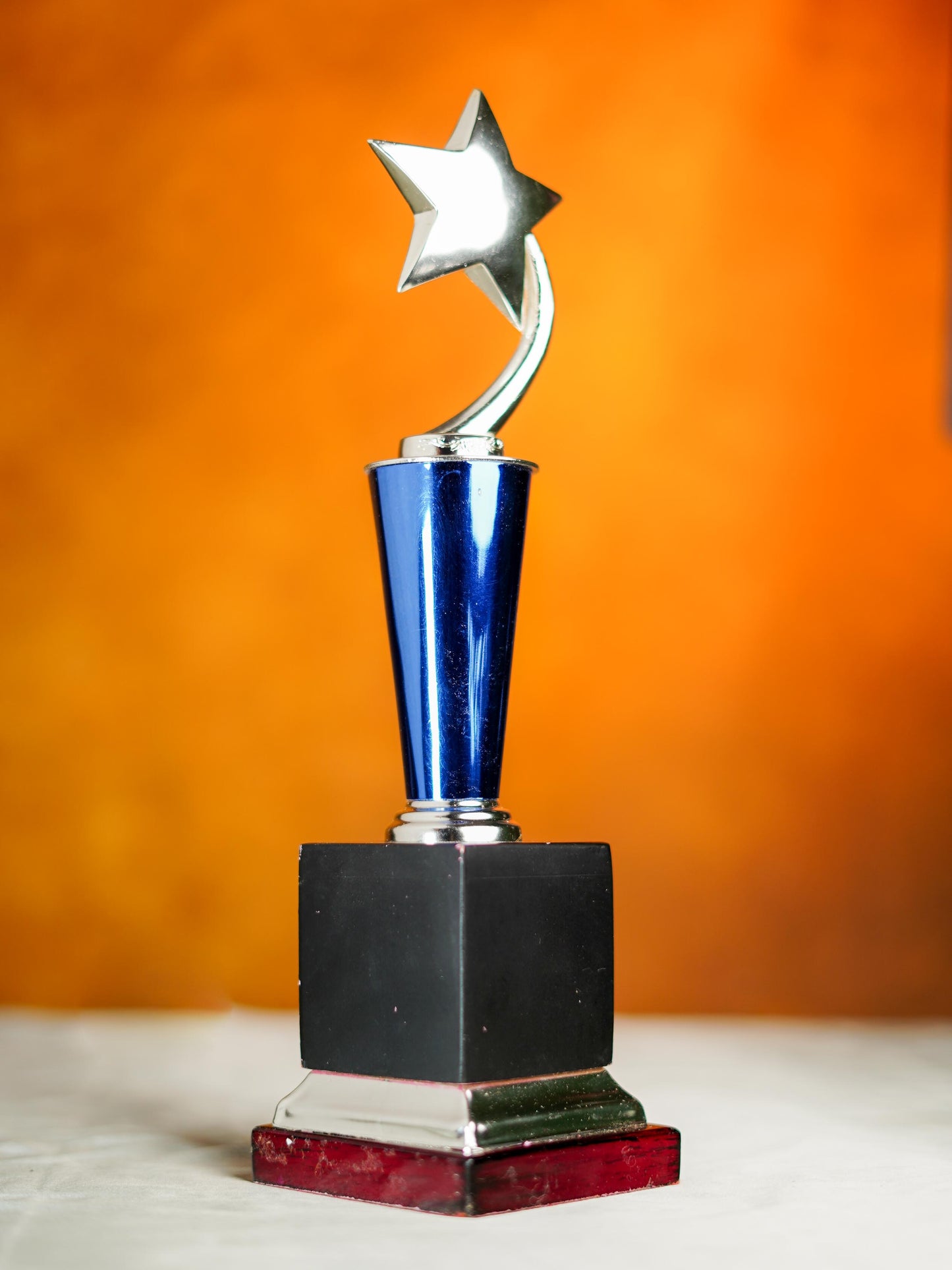 Wooden Blue Trophy with Star - BCG0217