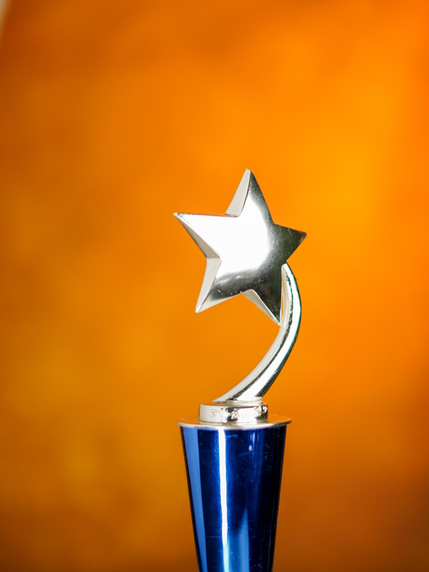 Wooden Blue Trophy with Star - BCG0217
