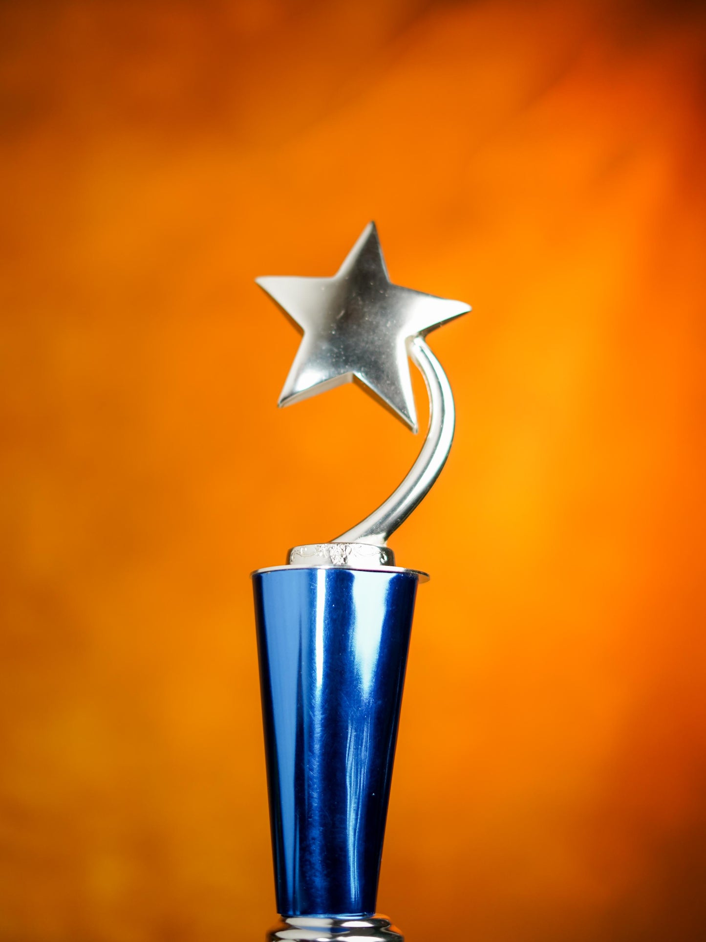 Wooden Blue Trophy with Star - BCG0217
