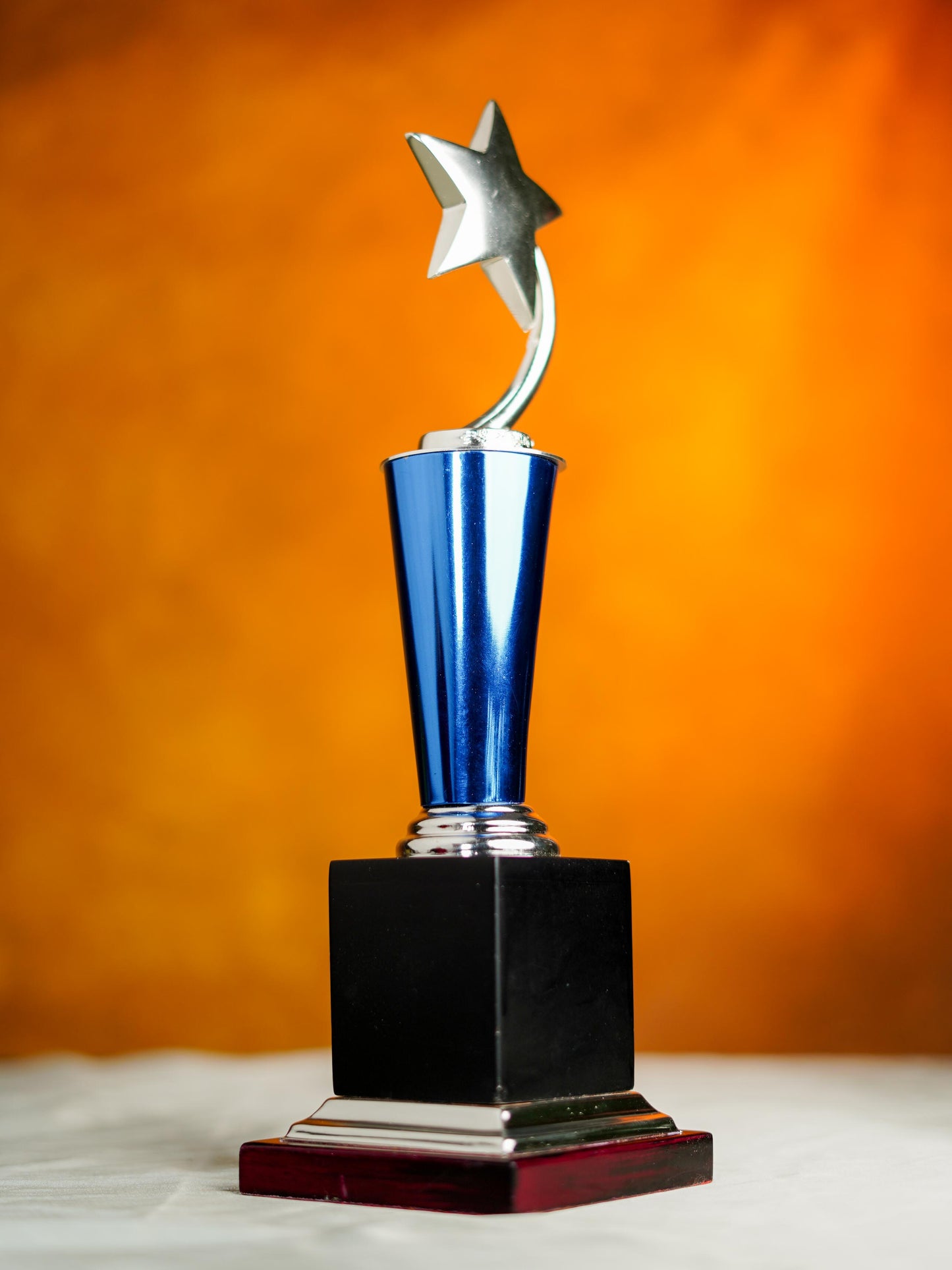Wooden Blue Trophy with Star - BCG0217