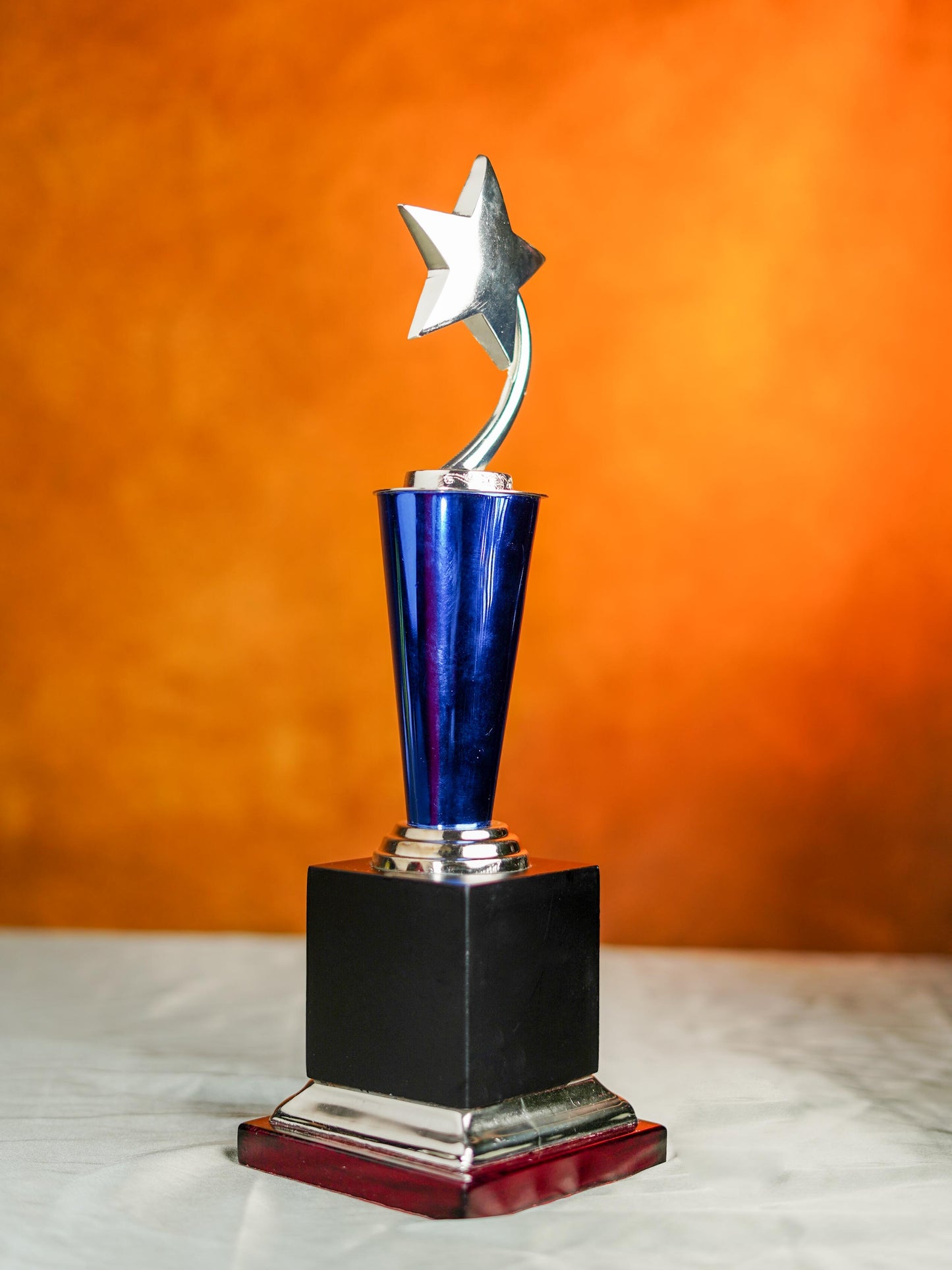 Wooden Blue Trophy with Star - BCG0217