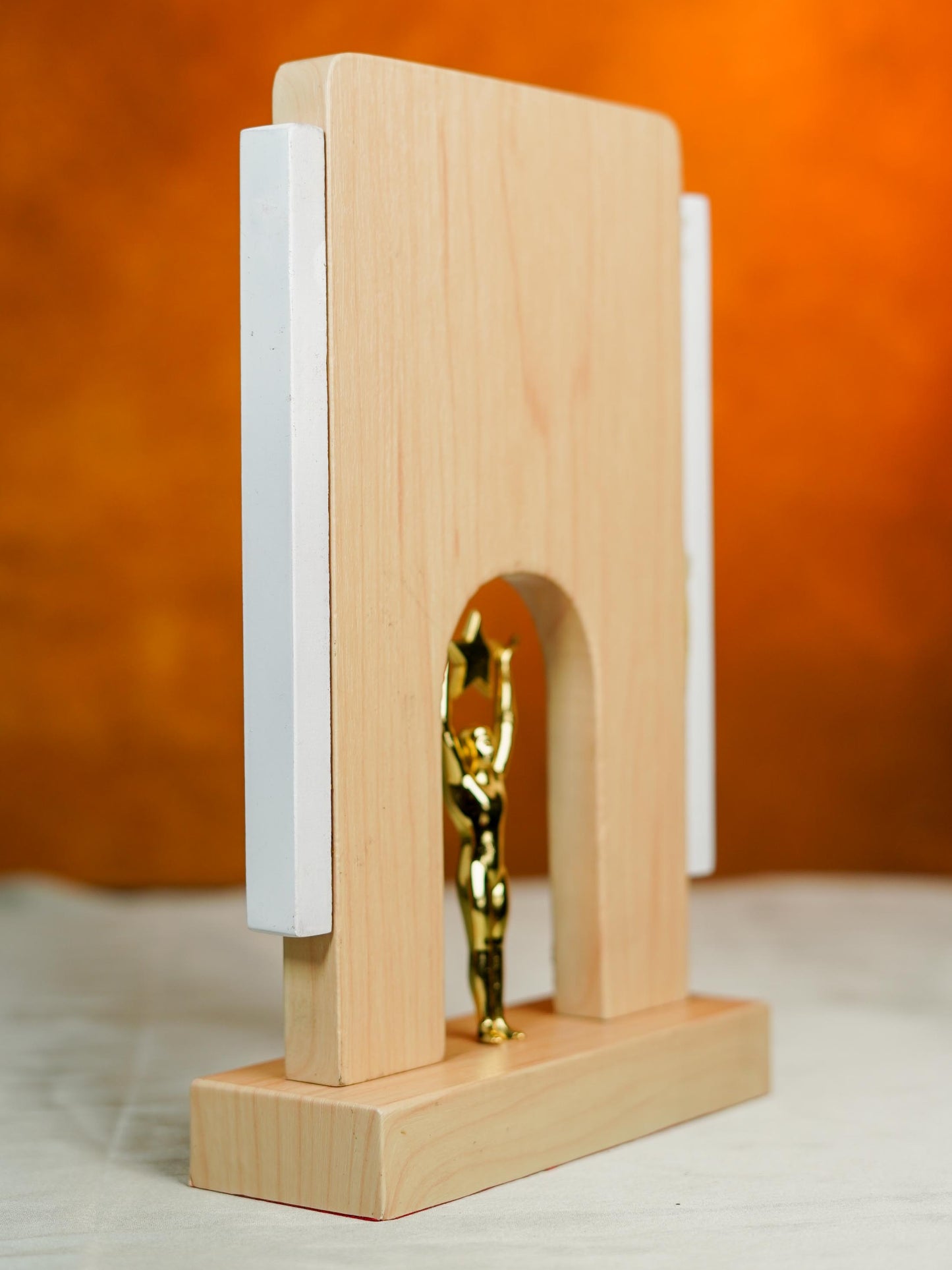 Wooden Trophy with Man Holding Star - 10 inch - BCG0218