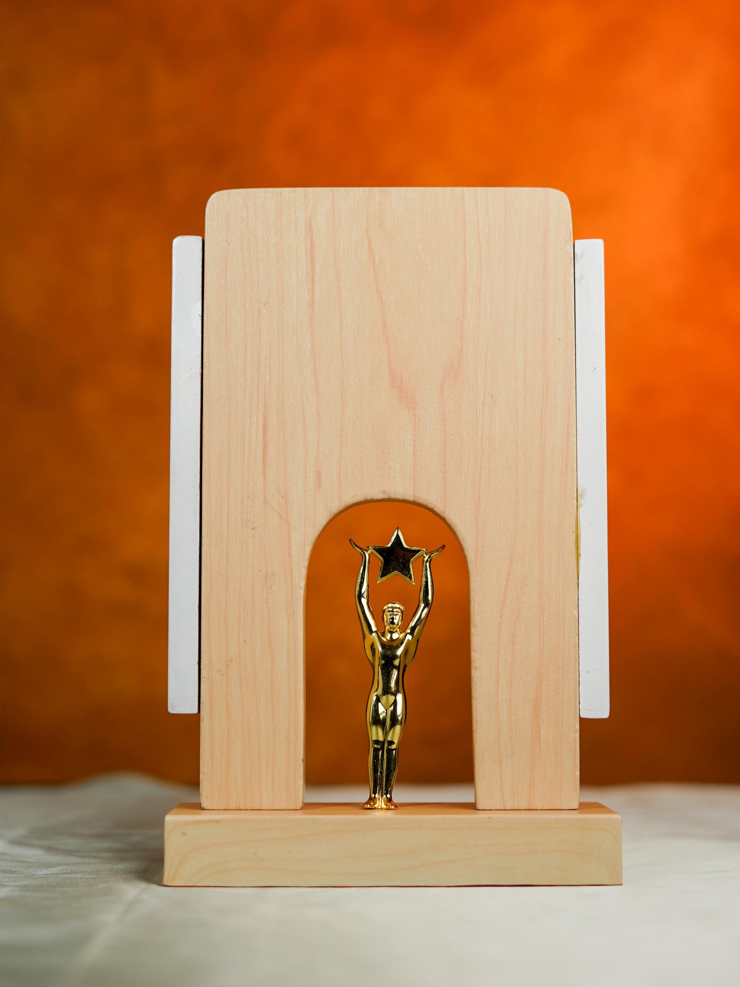 Wooden Trophy with Man Holding Star - 10 inch - BCG0218