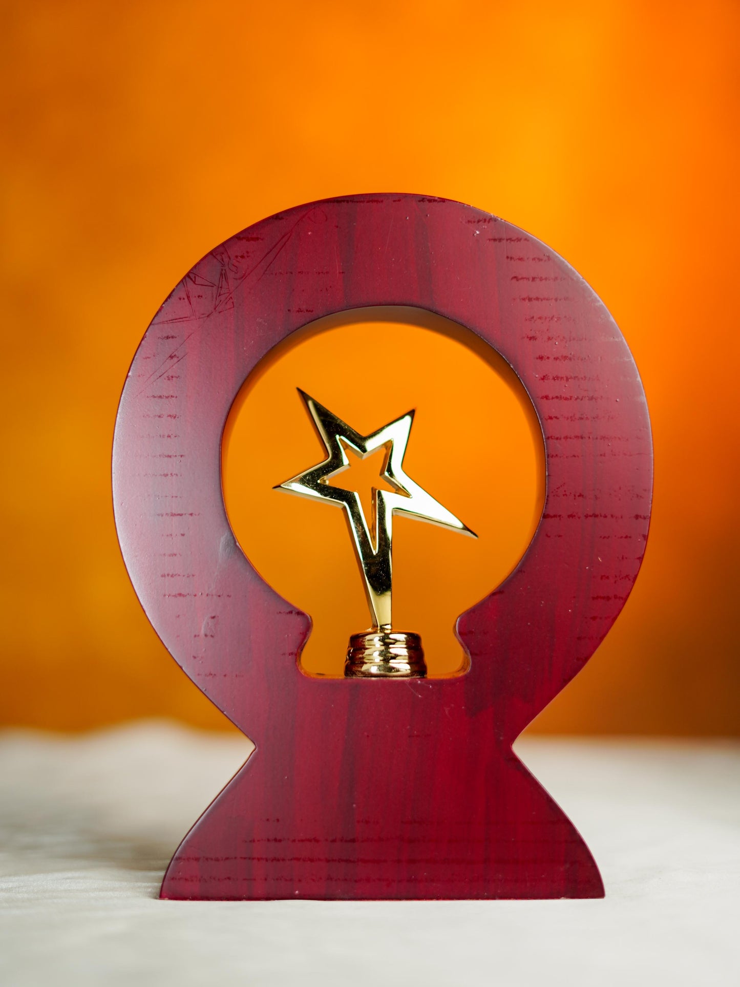 Wooden Round Trophy with Star - 8 inch - BCG0222