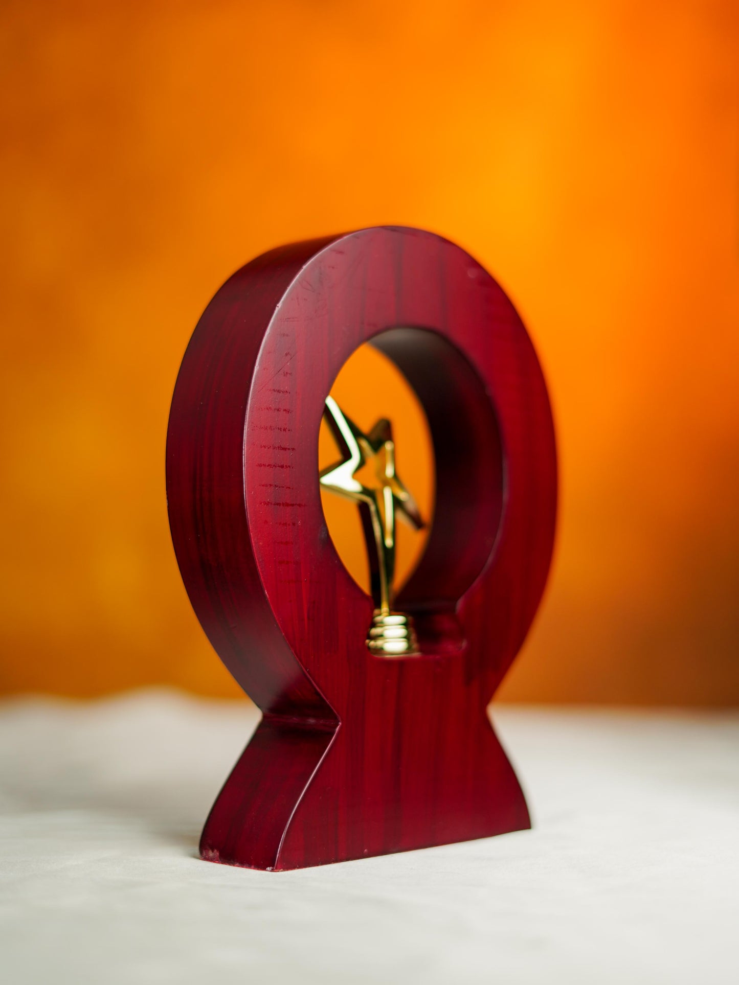 Wooden Round Trophy with Star - 8 inch - BCG0222