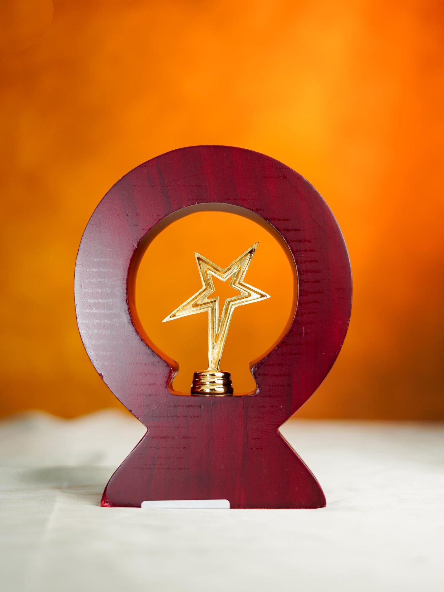 Wooden Round Trophy with Star - 8 inch - BCG0222