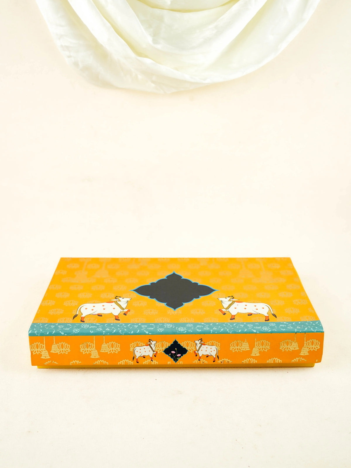 Deepavali: Box with Handmade Pottery Diya, Candles, Dry Fruit Tin with Dry Fruits - WDC0022