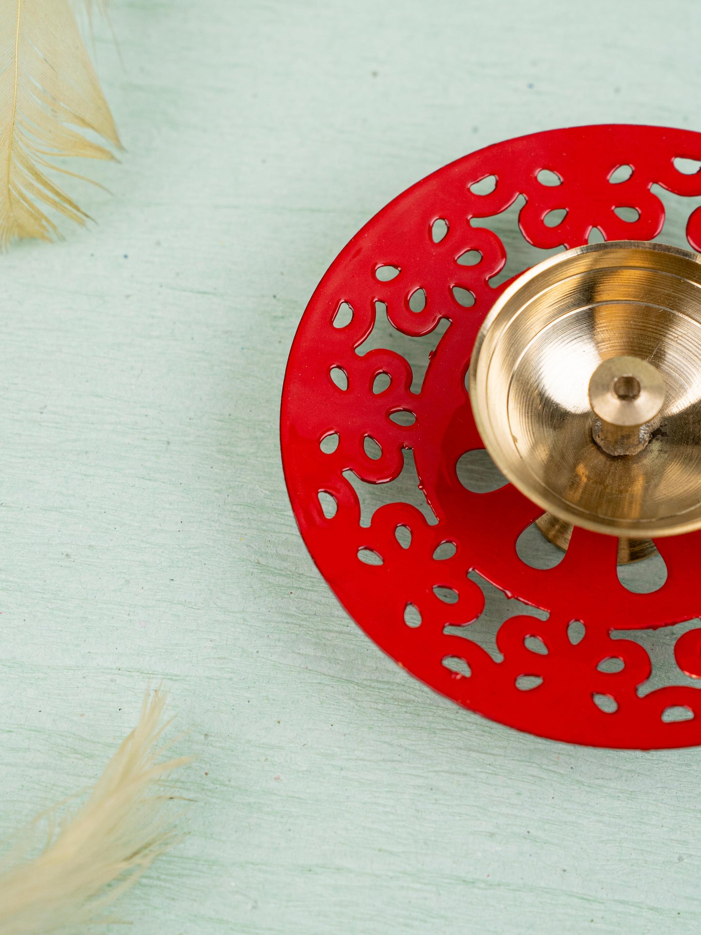Hand Painted Brass Round Shaped Diya - WBG1826-1