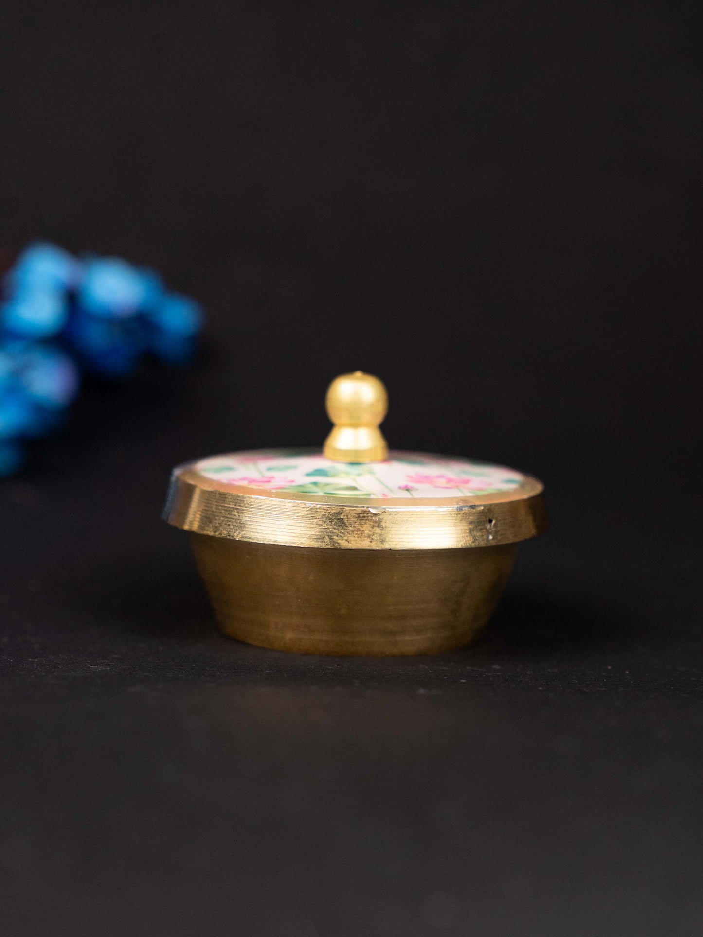 Brass Kumkum Dibbi - Pichwai - WBG1744