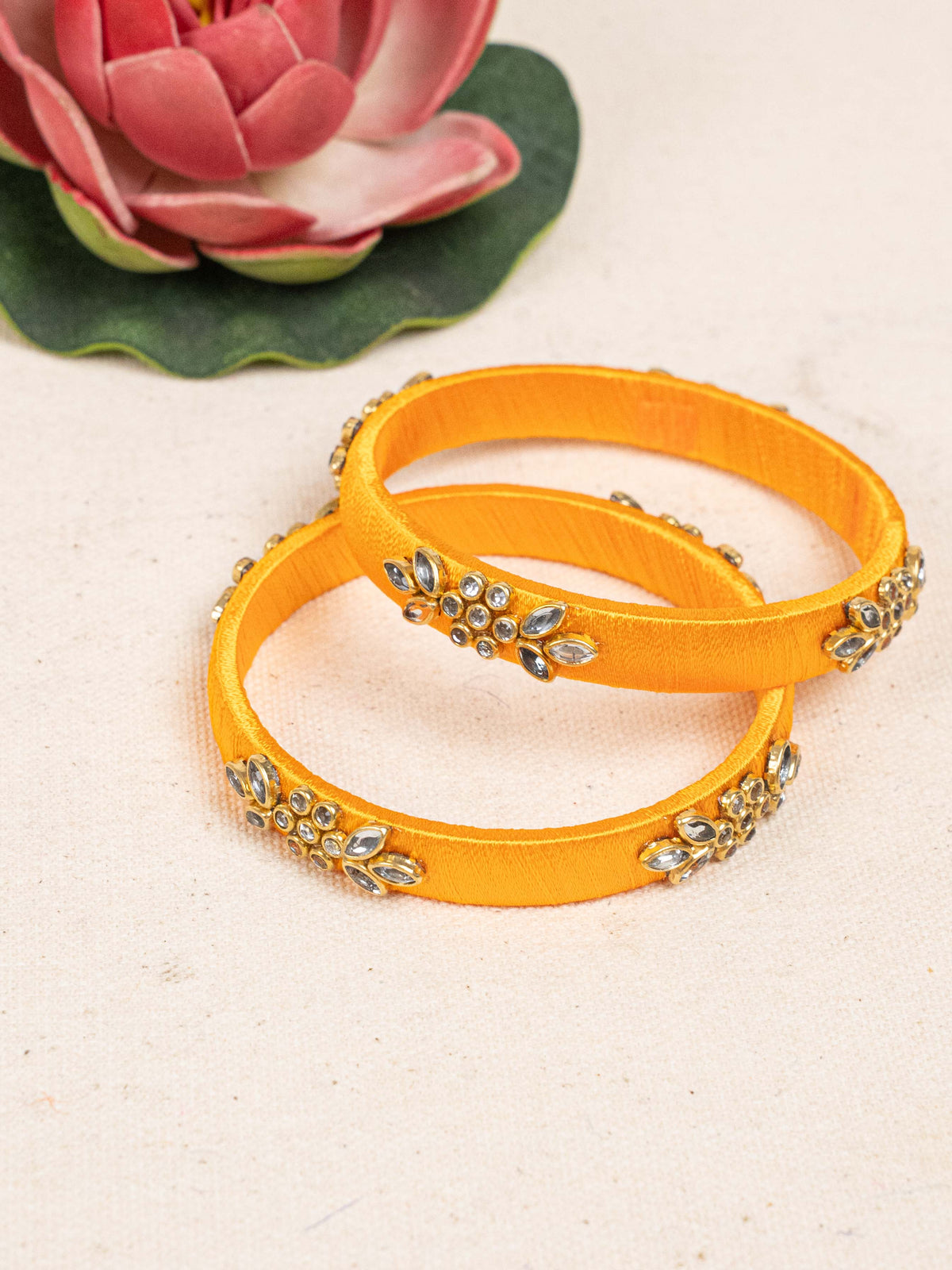 Silk Thread Bangles - Set of 2 - 2.6 inch - WBG1776-1