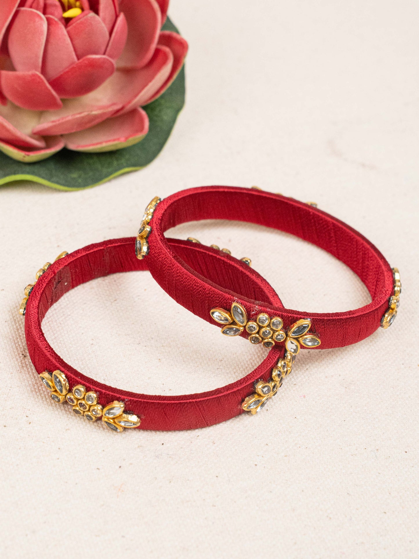 Silk Thread Bangles - Set of 2 - 2.6 inch - WBG1776-1
