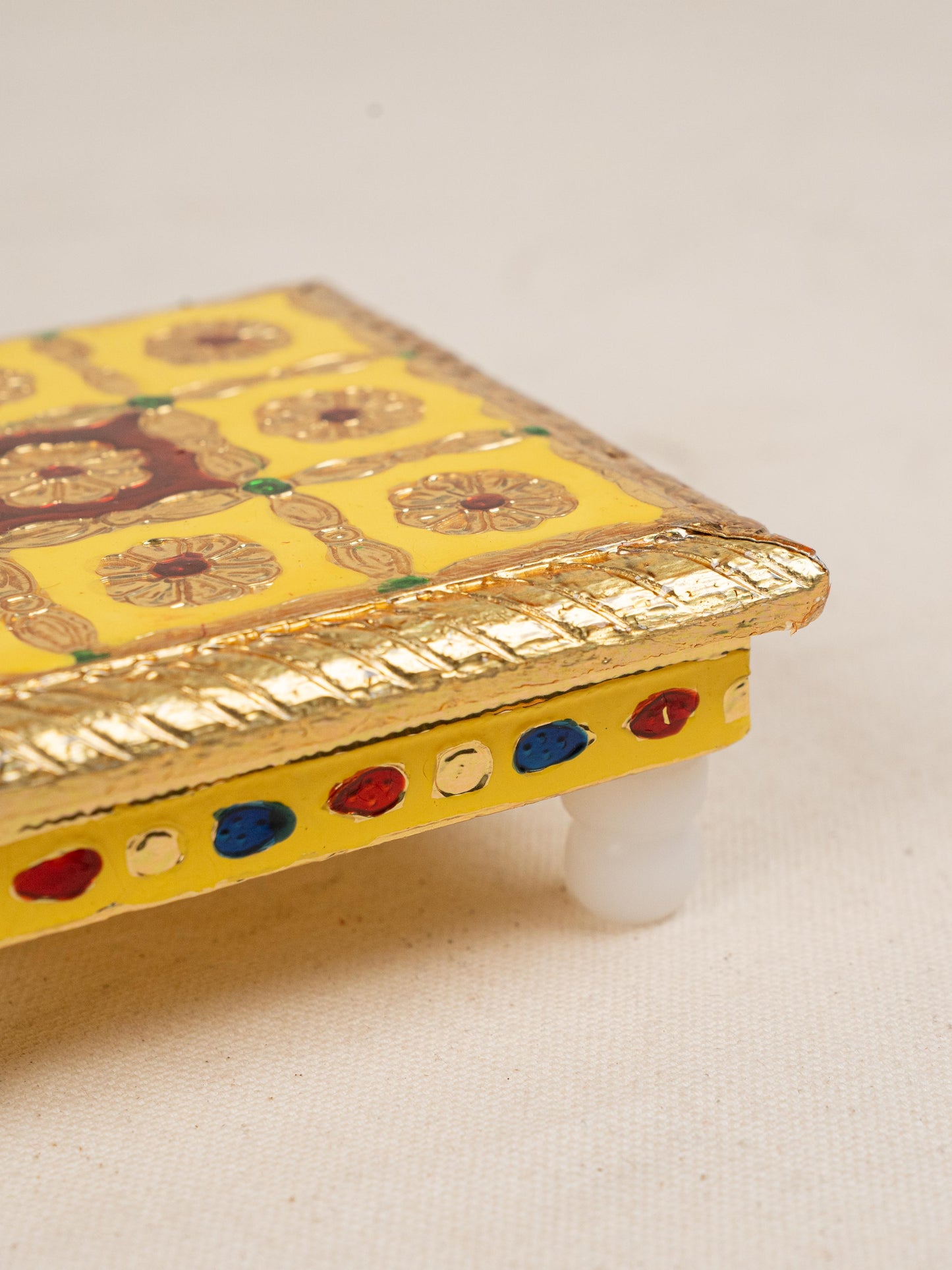 Meenakari Manai - 5x5 inch - Yellow - WBG1783-2