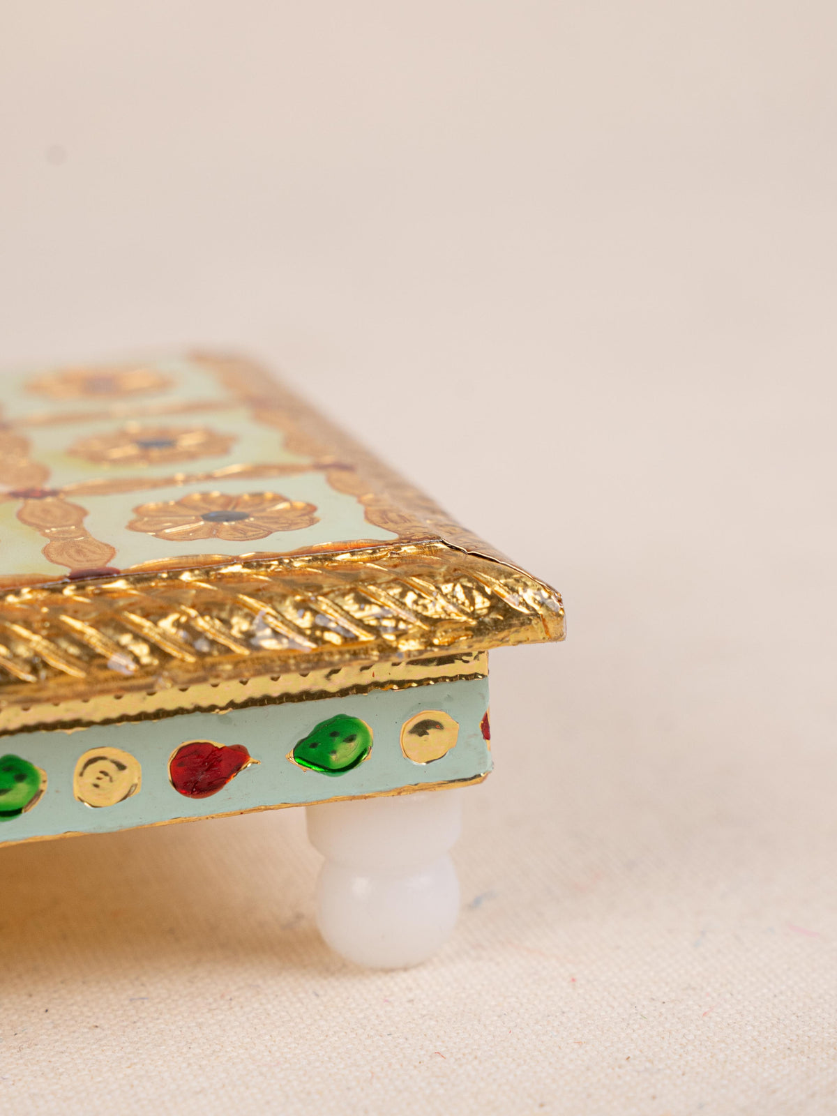 Meenakari Manai - 5x5 inch - Green - WBG1783-3