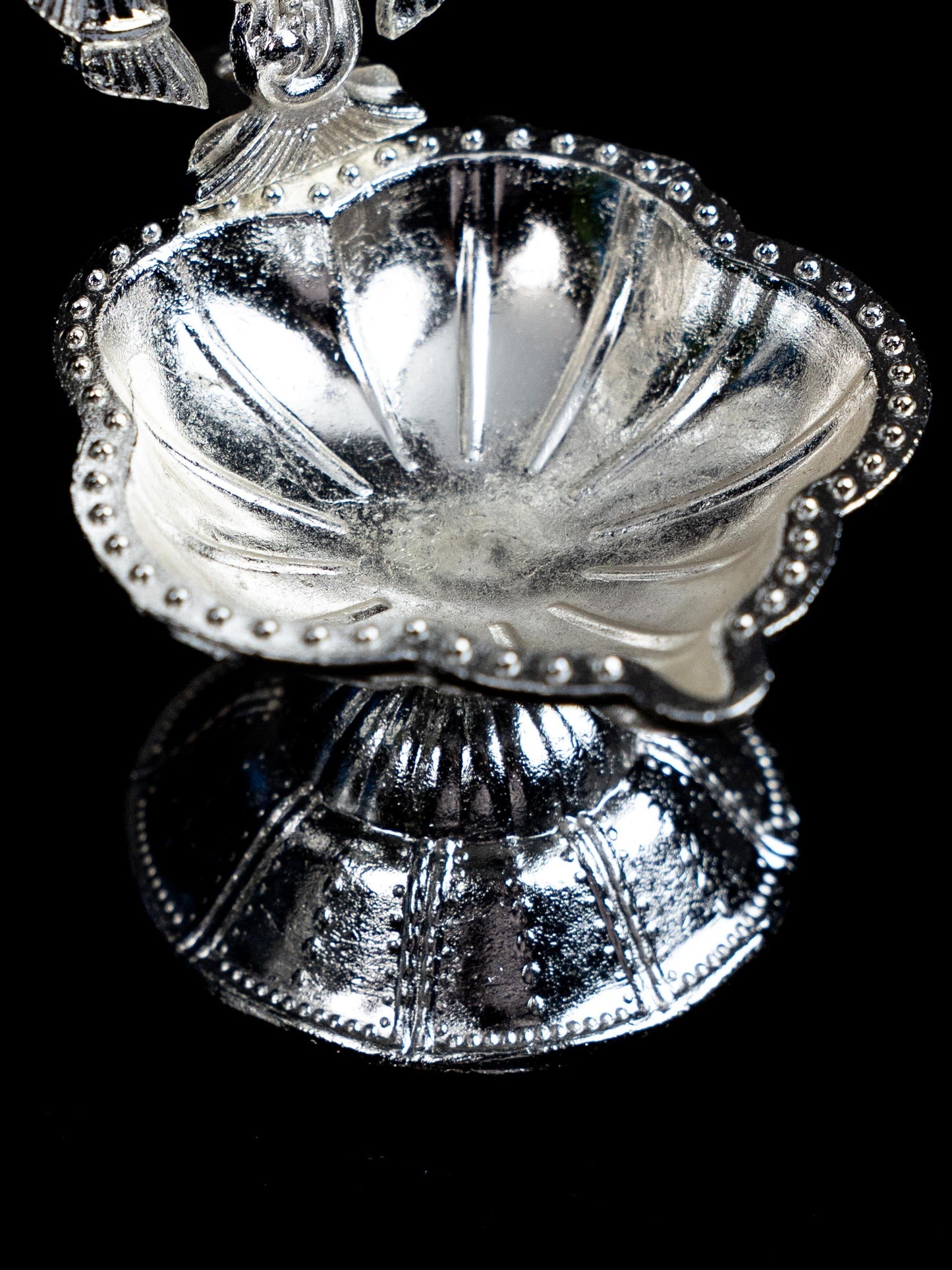 Zinc Alloy Shanku Chakra Diya - Silver - 3 inch - WBG1800-2