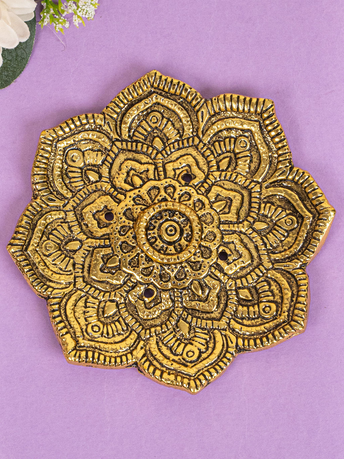 Zinc Alloy - Flower Agarbathi Stand - Gold - WBG1801-1