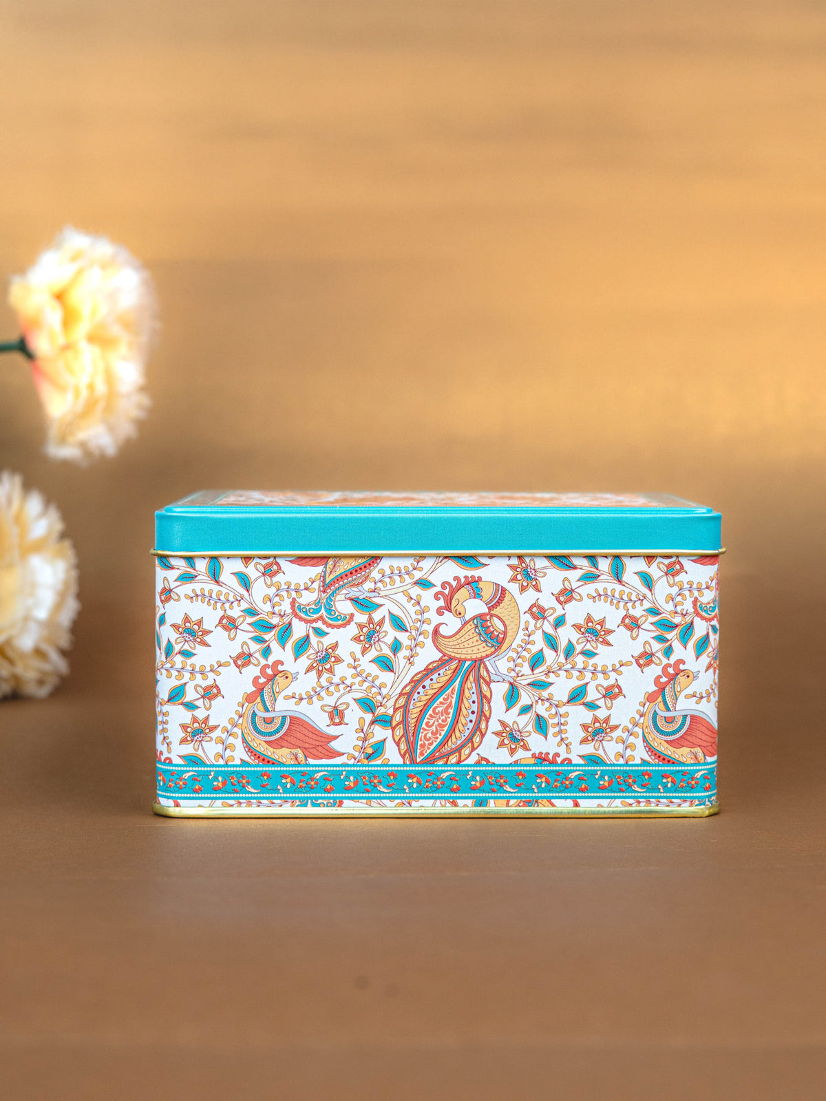 Tin Box - Floral Peacock Design - 5x3 inch - WBG1808