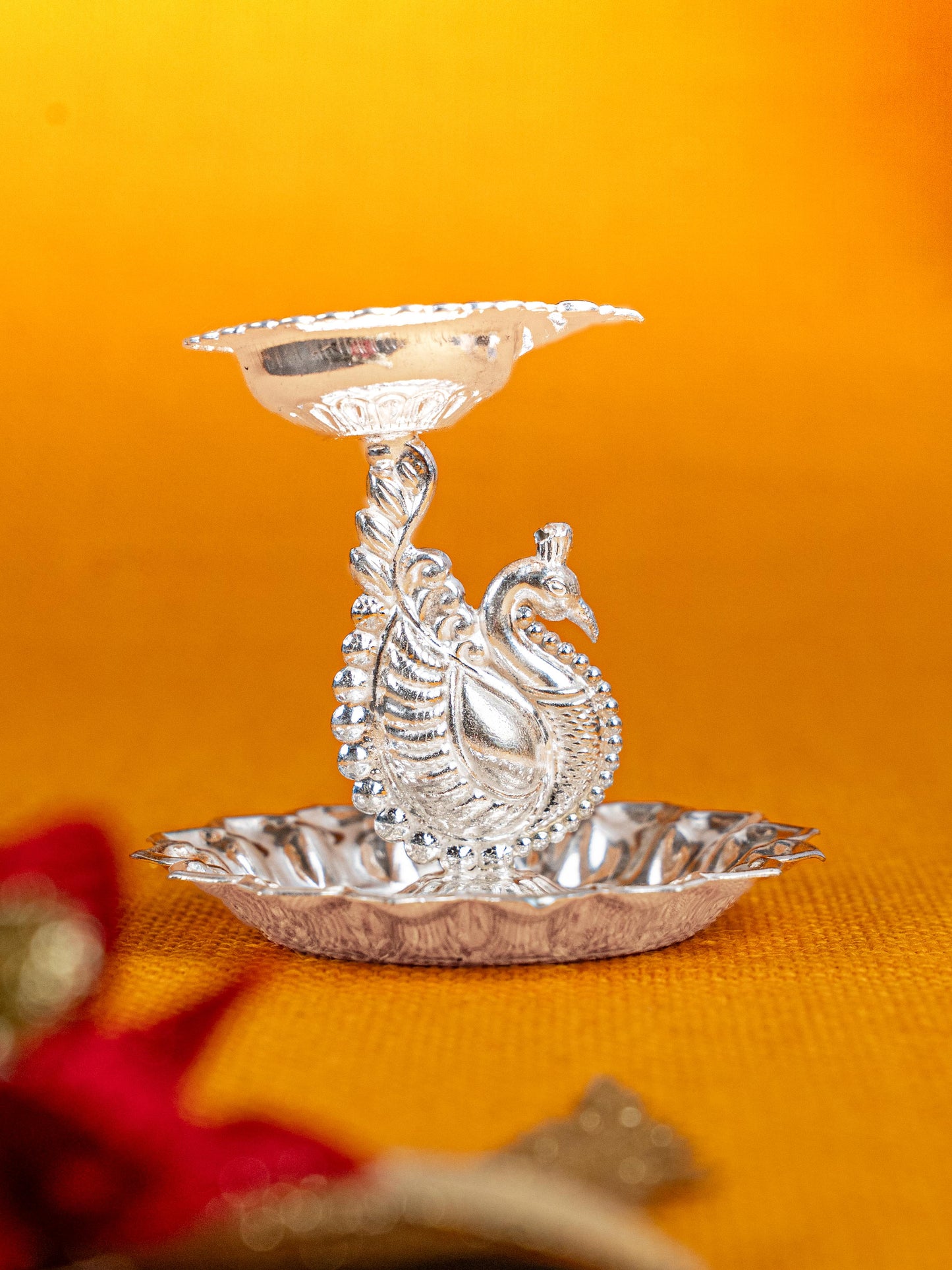 German Silver Annapakshi Diya - 3 inch - WBG1814