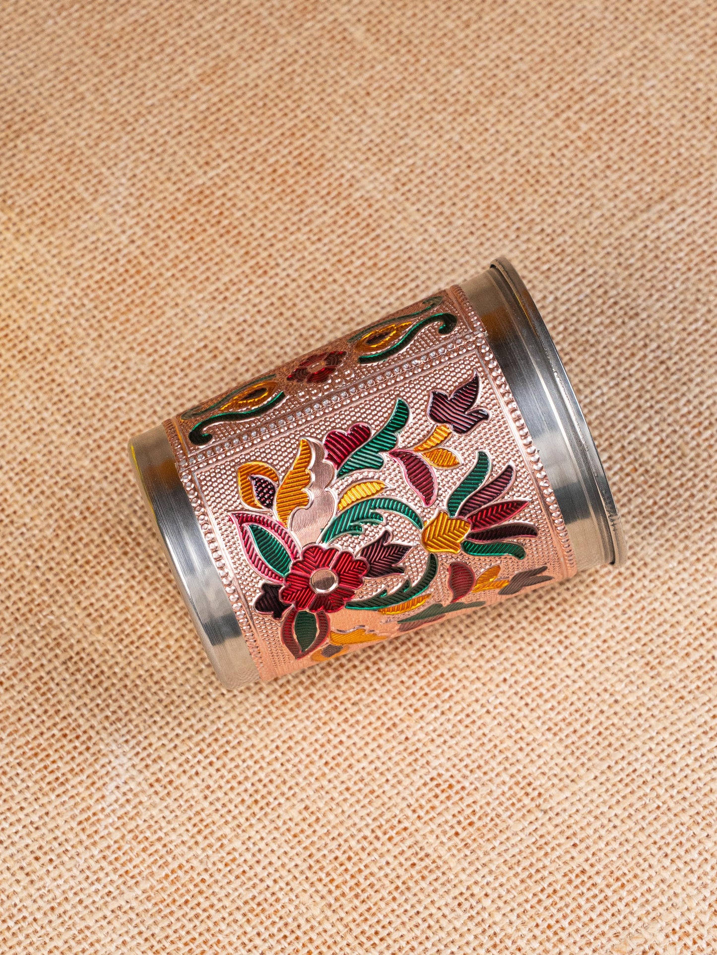 Meenakari Glass - Floral Design - Copper - WBG1819-2