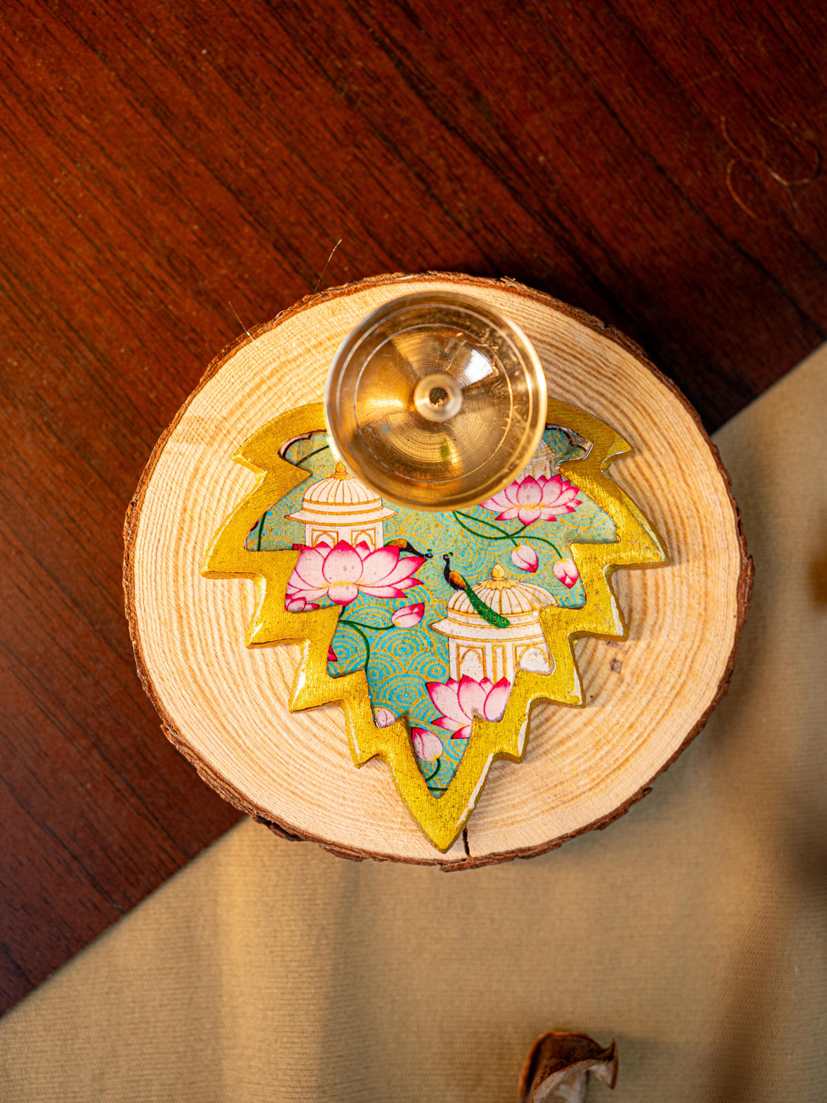 Brass Diya with Leaf - WBG1842