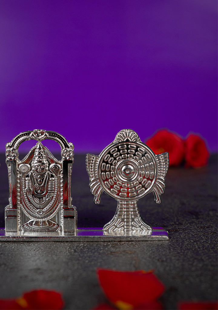Zinc Alloy Tirupathi Balaji with Shank and Chakra - Silver - WBG1843