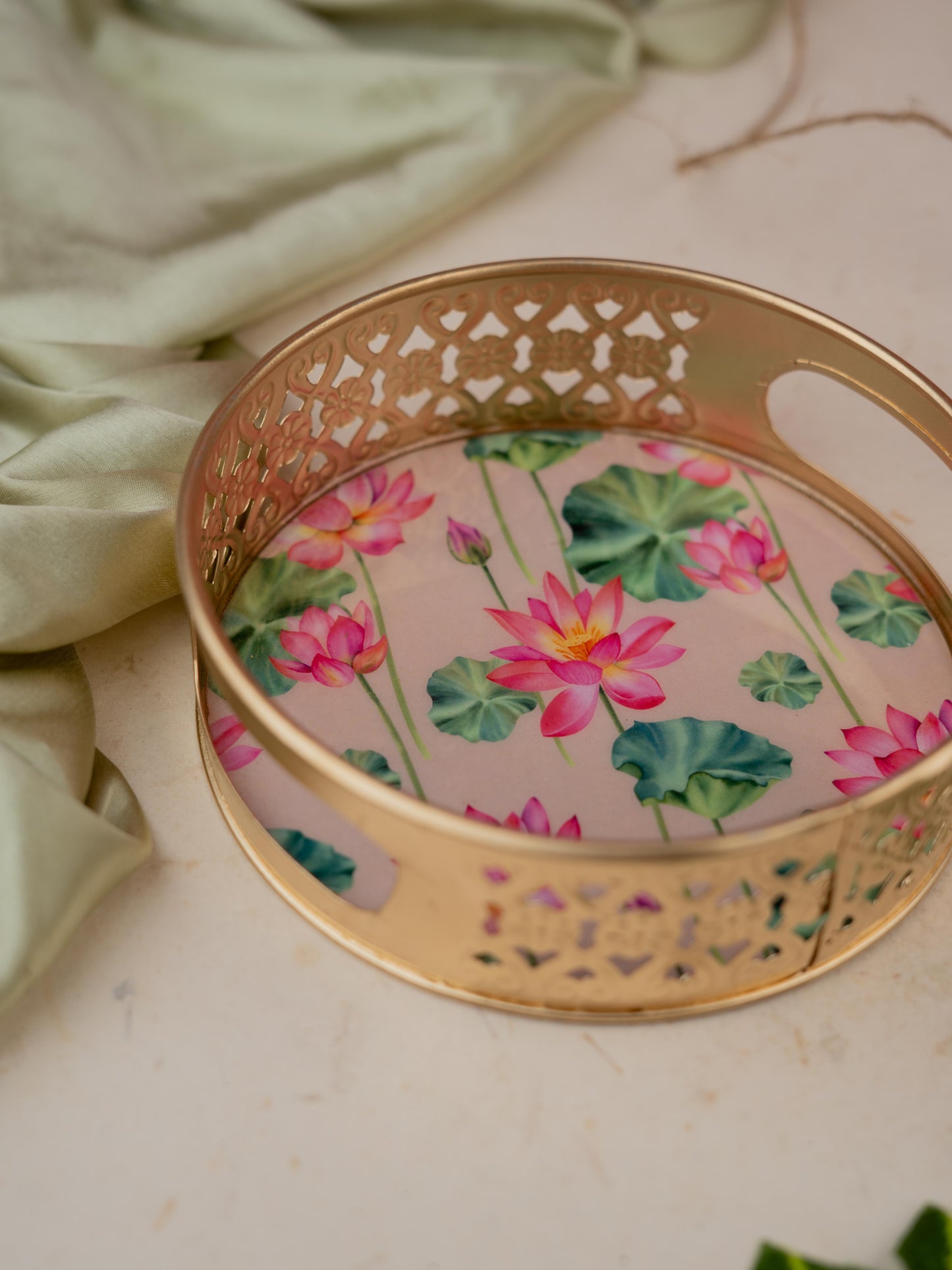 Digital Print - Pichwai Metal Tray - 6 inch - WBG1882