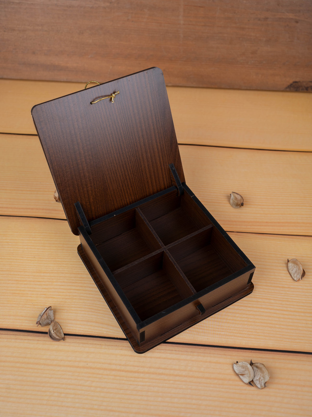 Brown Floral Dry Fruit Box - 6x6 inch - WBG1894-2