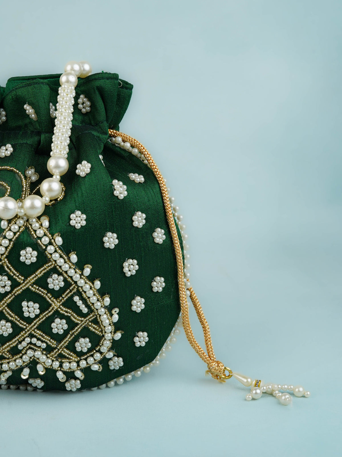 Potli Bag with Beads Work - 9 inch - WBG1950