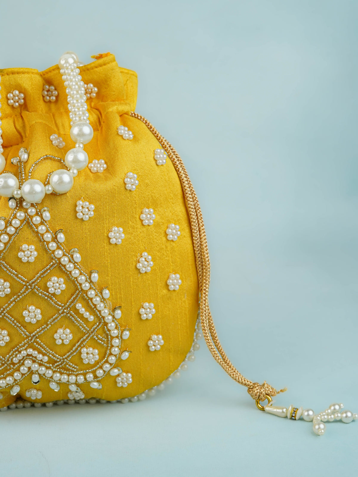 Potli Bag with Beads Work - 9 inch - WBG1950