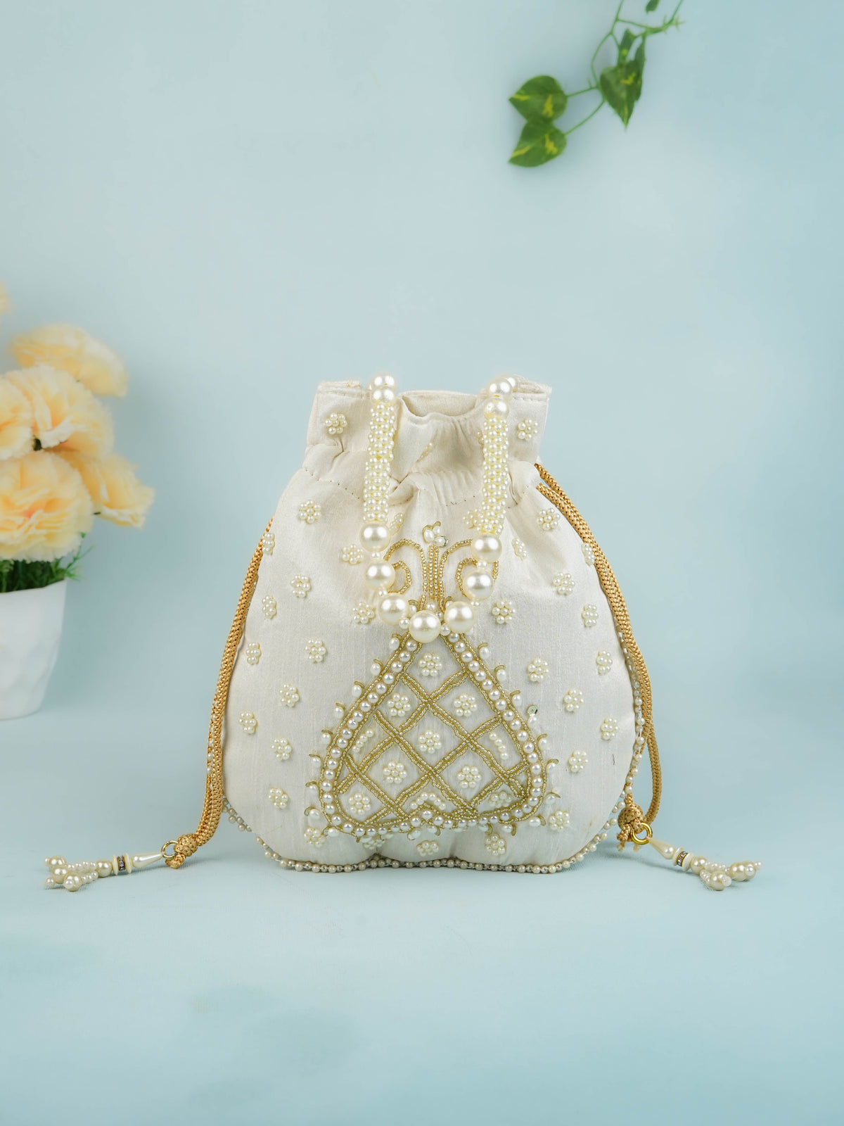 Potli Bag with Beads Work - 9 inch - WBG1950