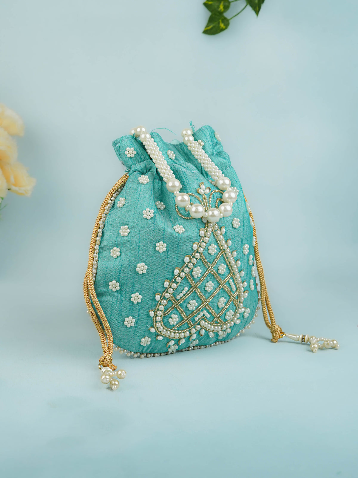 Potli Bag with Beads Work - 9 inch - WBG1950