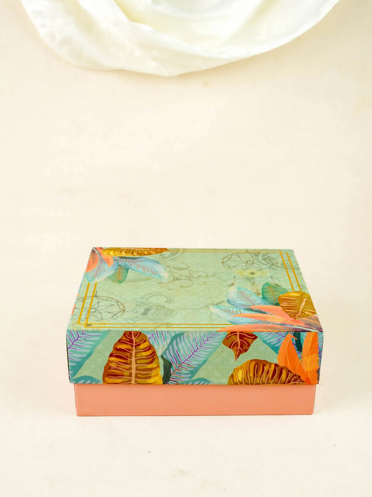 Deepavali: Box with Handpainted Brass Diya, Meenakari Design Glass with Dry Fruit - WDC0023