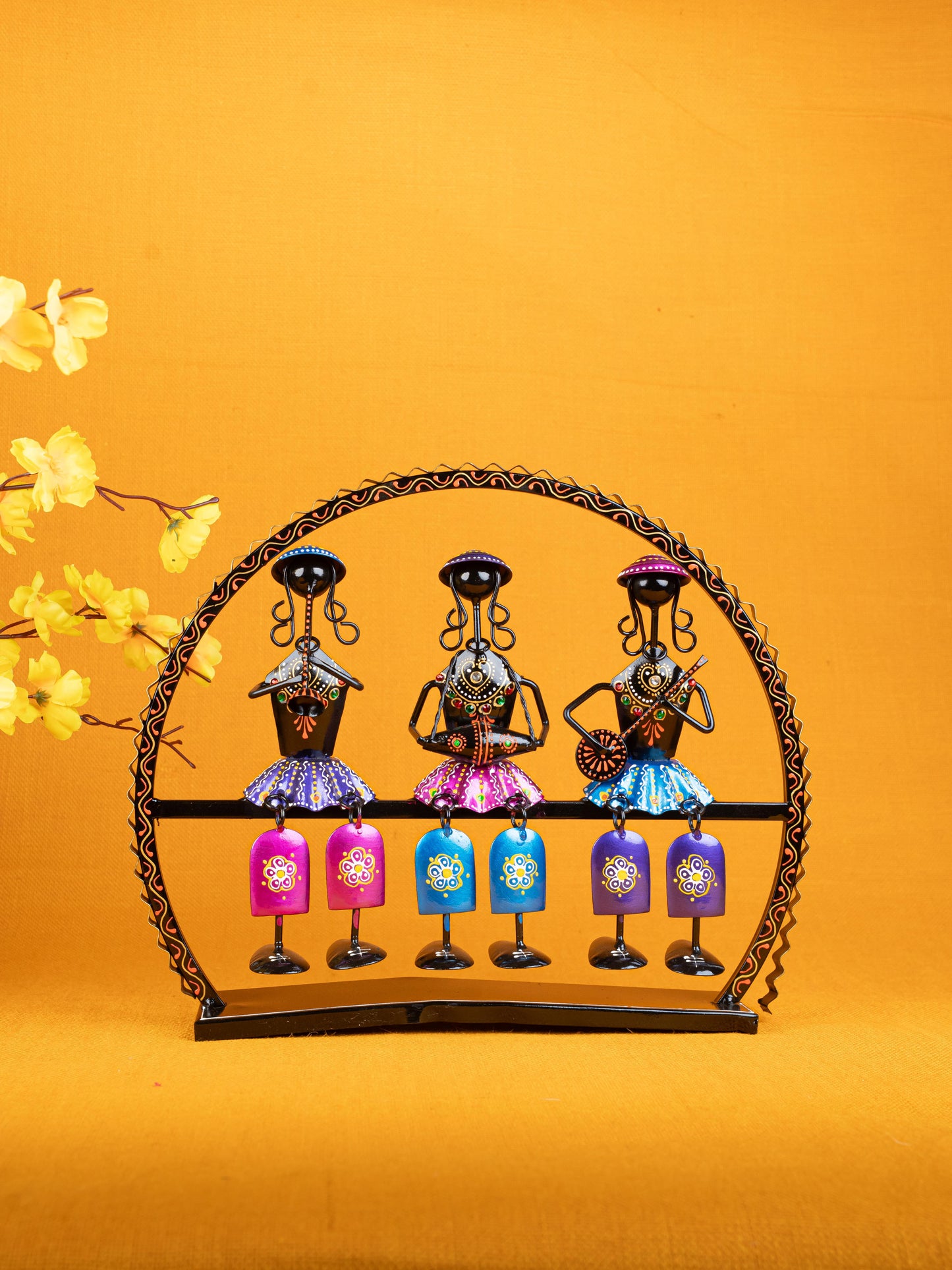Metal Handpainted Musician Dolls on Swing - WL2590