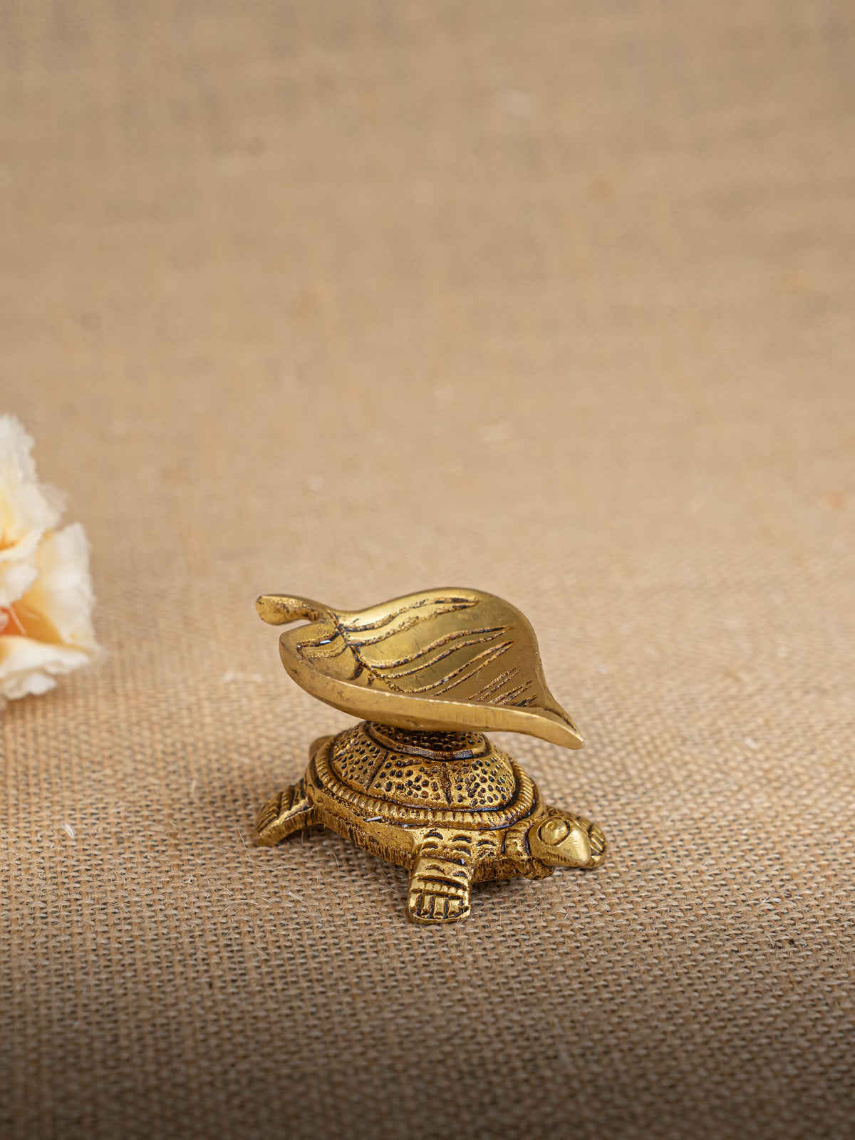 Brass Tortoise Leaf Shape Diya - WL2787