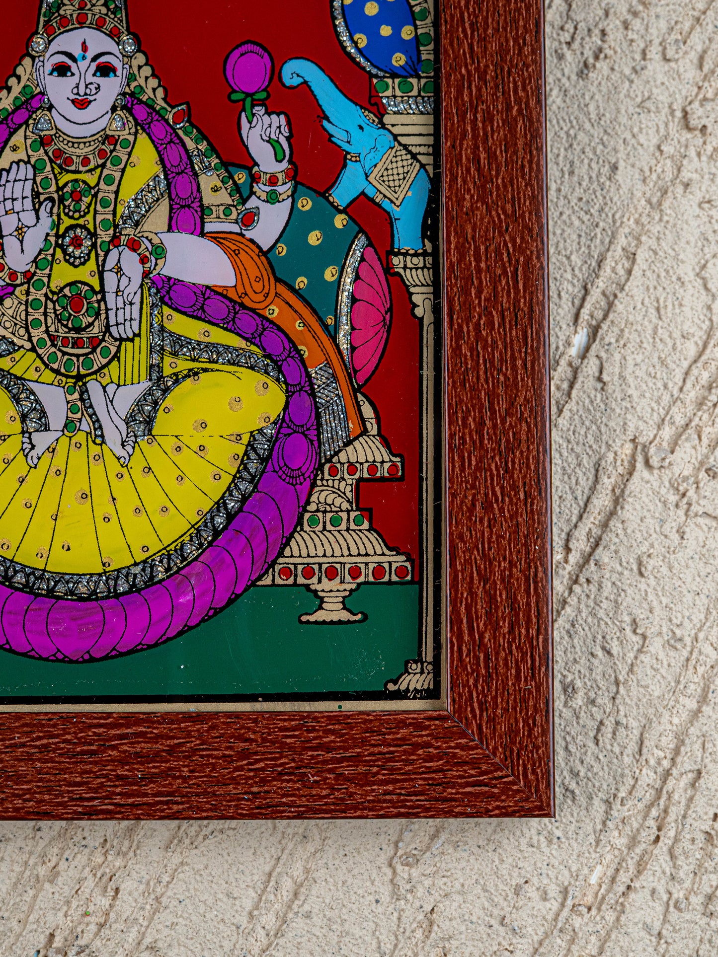 Gajalakshmi Glass Reverse Painting Frame - 8 x 6 inch - WL4560-2