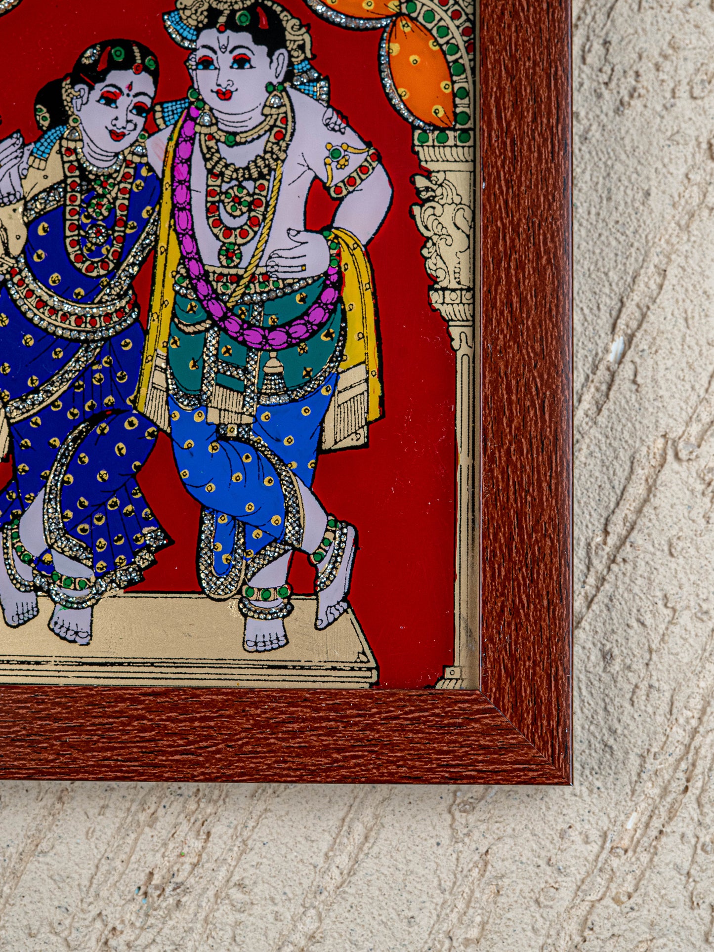 Radha Krishna Glass Reverse Painting Frame - 8 x 6 inch - WL4560-4