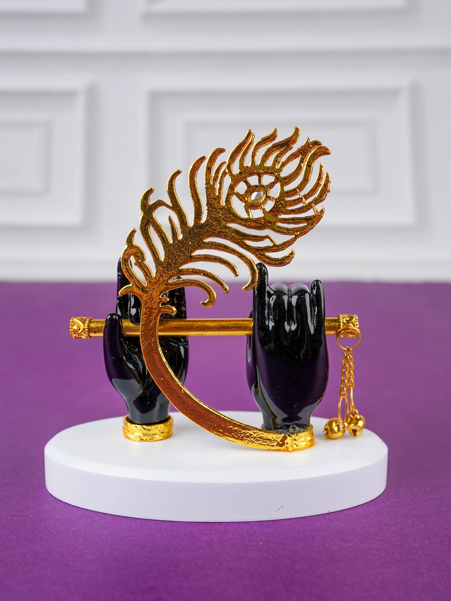 Polyresin Krishna Hand with Flute - Black - WL4698-2