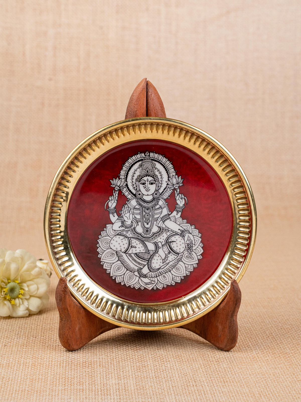 Brass Plate with Madhubani Print - 6 inch - WL5121-1