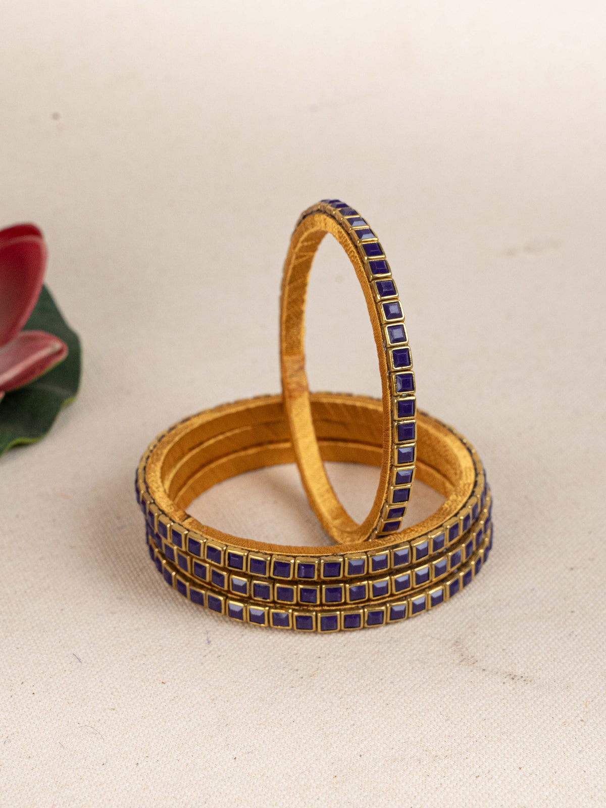 Kundan Bangles - Set of 4 - 2.8 inch - WL5166-2